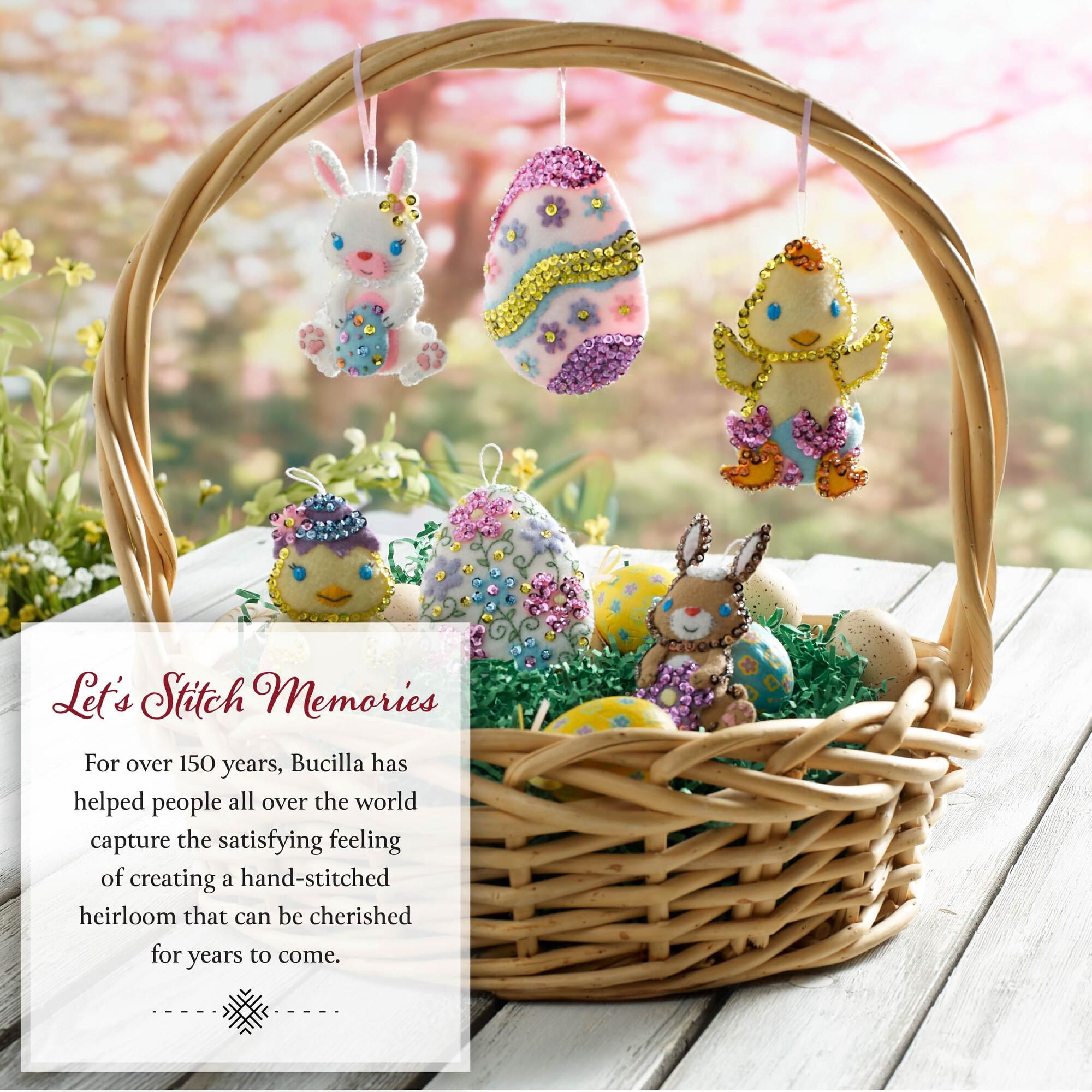 Bucilla Easter Bonnet Parade 6 Count Felt Applique Ornament Kit