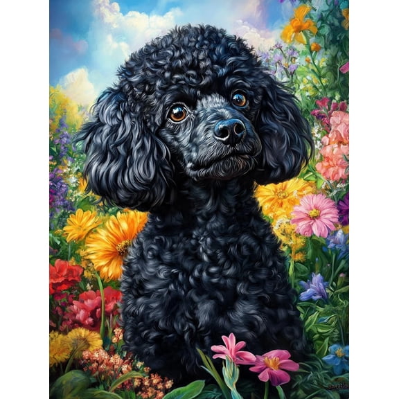5D Black Poodle Diamond Art 12x16 Inch Full Drill Diamond Painting Kits for Adults & Beginners - DIY Art Crafts for Relaxation and Home Wall Decor 52A