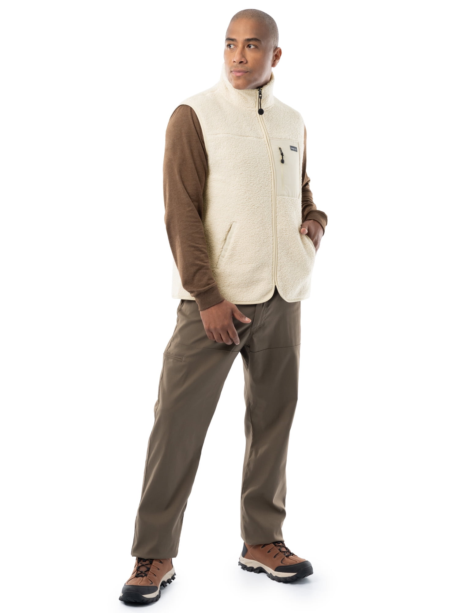 Wrangler Outdoor Men's & Big Men's Full Zip Burly Utility Hiking Sweater Vest, Size S-2XL