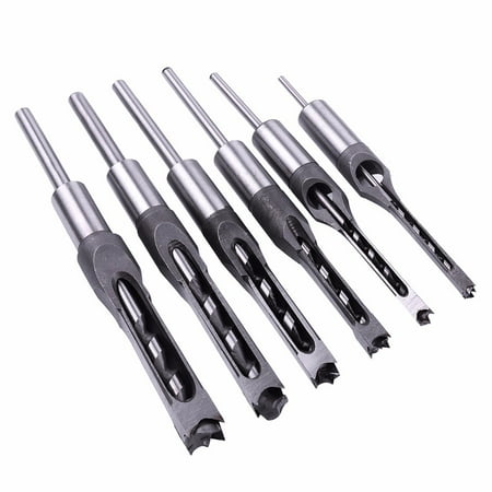 

6 Pcs Square Hole Saw Mortise Drill Bit Set Mortising Chisel Woodworking Tool