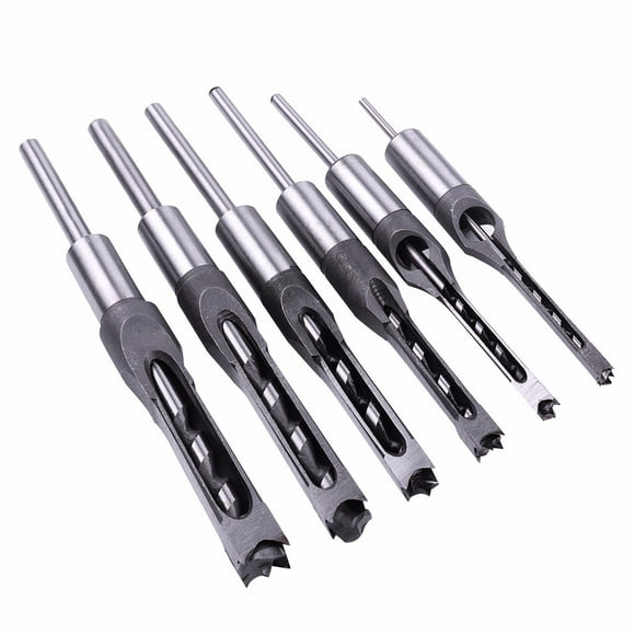 EGNMCR 6 Pcs Hole Saw Mortise Drill Bit Set Mortising Woodworking Tool Square hole drill