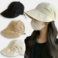 thumbnail image 2 of SikaFu Cotton Women Bucket Hat Spring Summer Adjustable Drawstring Outdoor Beach Sun Hats Foldable Visors Panama Caps Ponytail Cap, 2 of 6