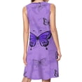 thumbnail image 2 of Purple Butterfly Spring Summer Dresses for Women Fashion T-shirt Dress Casual Sleeveless Loose Sundress with Pockets, 2 of 5