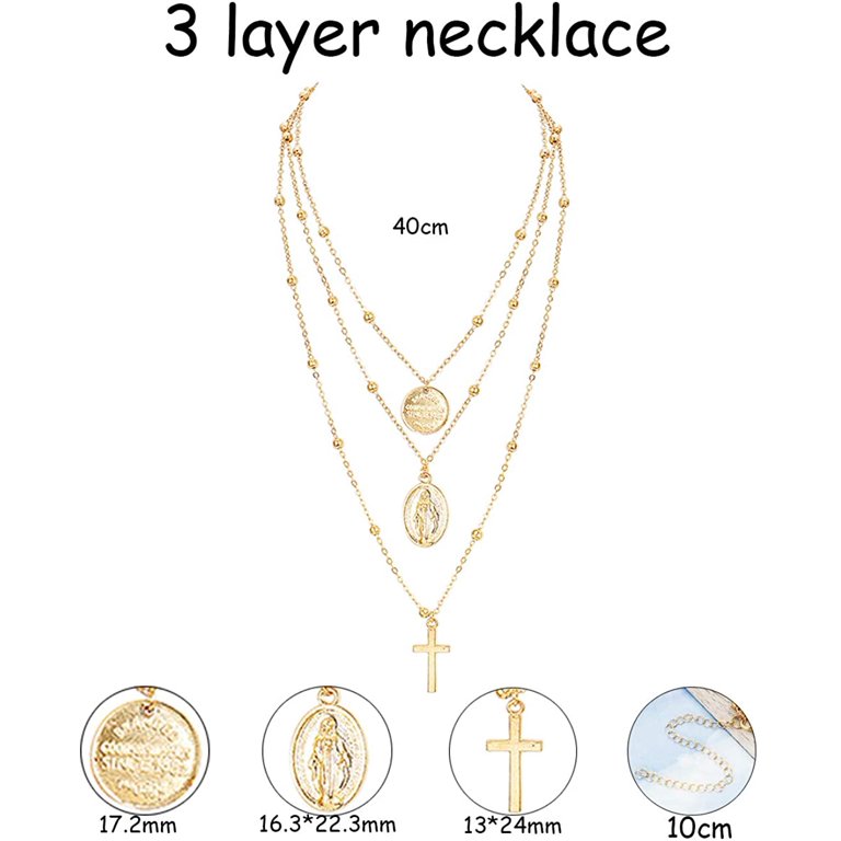 Jstyle 2PCS Layered Choker Necklaces for Women Tag Coin