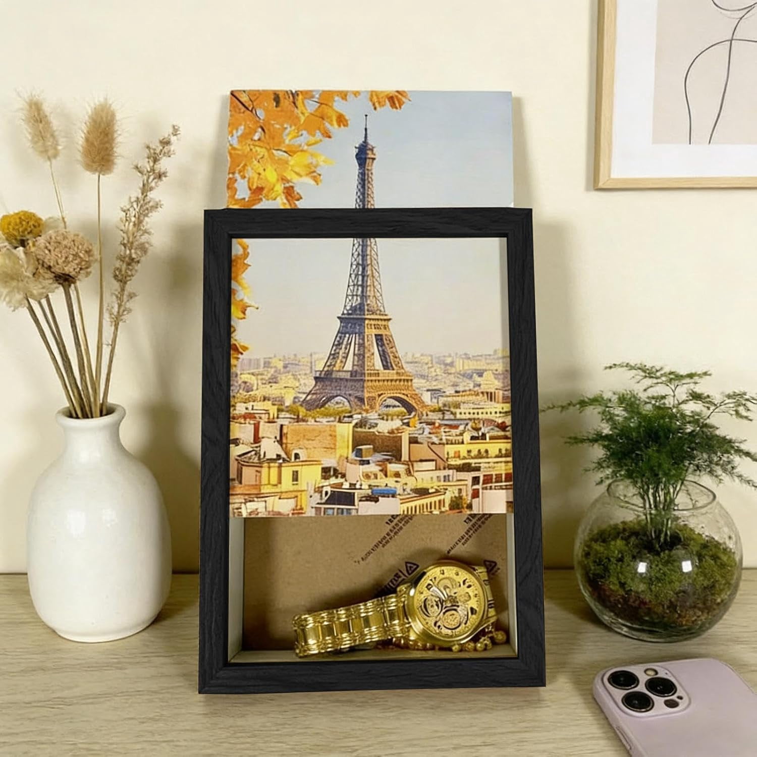 Hidden Picture Frame Safe – 16x23 cm Secret Storage Box for Valuables, Key, Cash, Money, Jewelry – Disguised Wall or Tabletop Hider