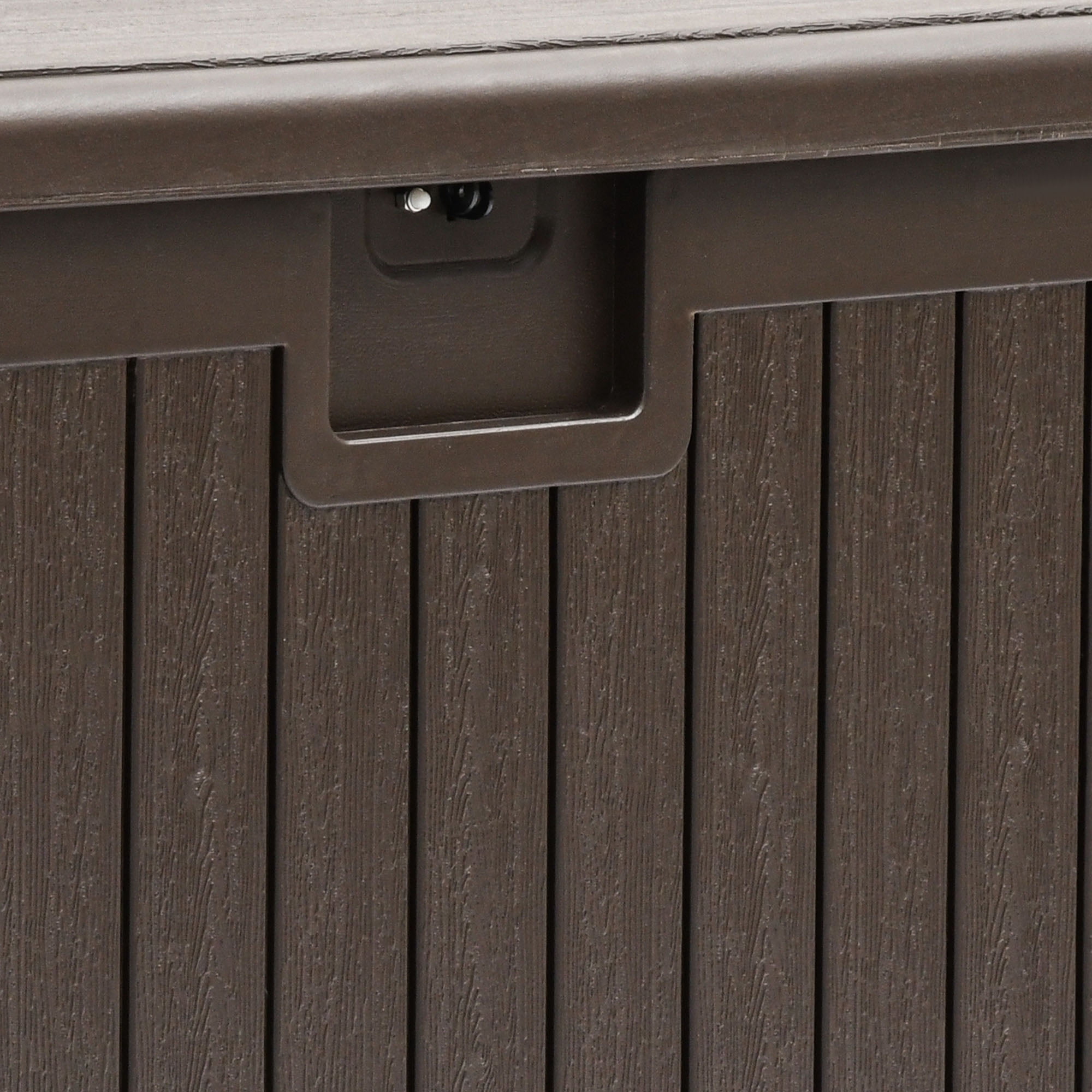 Uforic 150 Gallon Large Outdoor Deck Box, Double-Wall Resin Storage Box with Side Handles, Waterproof & Lockable,Brown