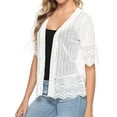 thumbnail image 4 of Sunisery Womens Sheer Shrug Cardigan Casual Bolero Open Front Crochet Lace Half Sleeve Elegant Cover Up Sweater, 4 of 6
