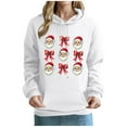 thumbnail image 2 of PNTUTB Women's Christmas Cute Printed Off Shoulder Pocket Long Sleeved Hooded Drawstring Pullover Casual Loose Sweatshirt, 2 of 6