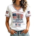 thumbnail image 6 of Women's 9/11 25th Anniversary V Neck Shirt Never Forget 911 American Flag Graphic Tee Short Sleeve Patriotic Memorial Tops, 6 of 6