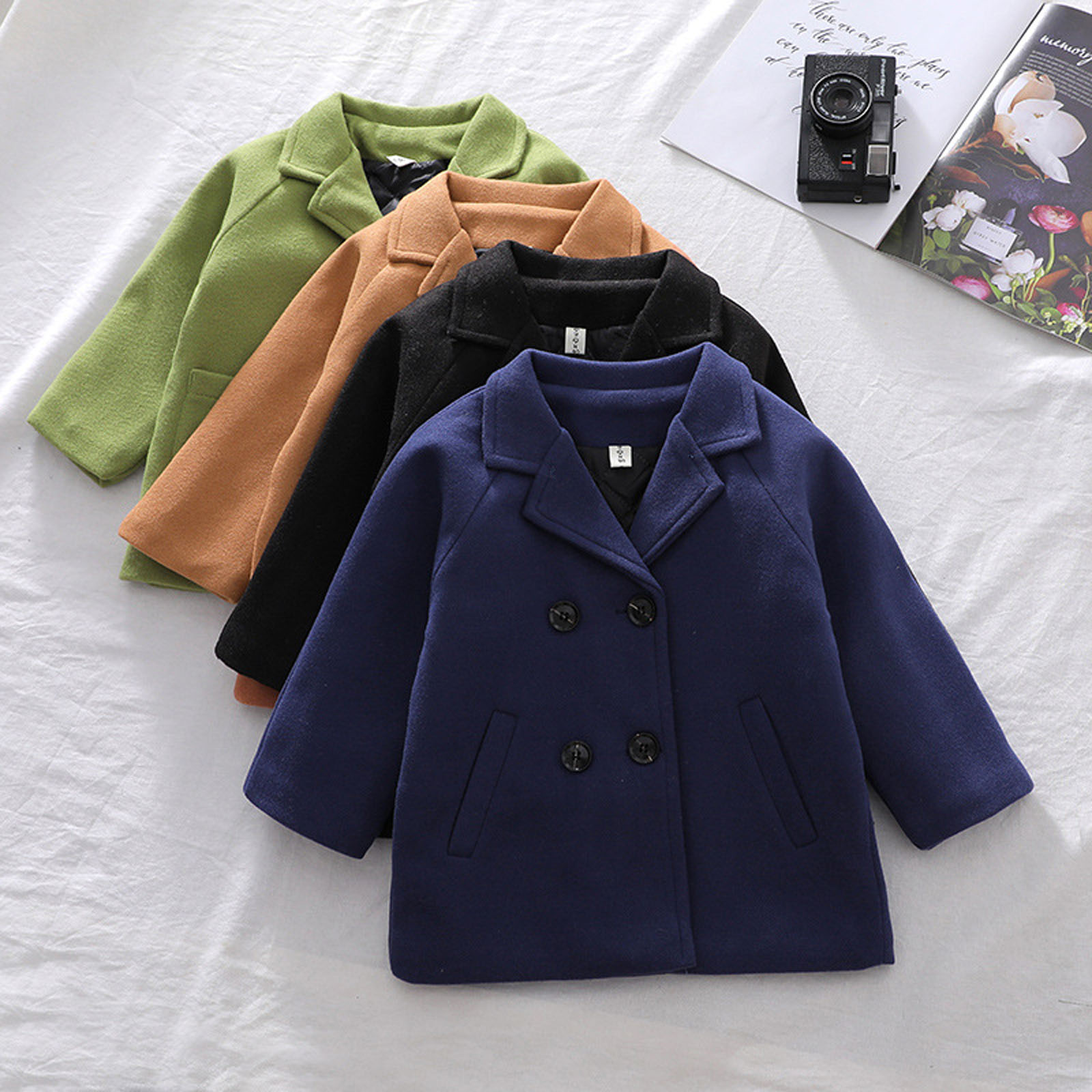 Meihuid Baby Boys Girls Wool Coat Winter Warm Double Breasted Trench Coat Jacket Outwear - image 5 of 6
