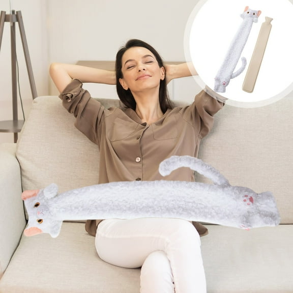 Vacemry Under $5 German Cats Long Hot Water Bottle, 35.43 Inch Extended Warm Bed Quilt Filler, Leak Proof Hot Compress Bag for Winter, Female Use Heat Pad for Body Warmth and Pain Relief