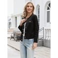 thumbnail image 4 of DARING DIVA Women's Faux Suede Long Sleeve Snap Button Collarless Jacket XS Black, 4 of 6