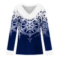 thumbnail image 4 of T-Shirt à Manches Longues pour Femmes Liquidation T-Shirt en Polyester pour Femmes T-Shirt de Noël pour Femmes Imprimé Flocon de Neige Col en Peluche Manchettes en Peluche T-Shirt à Manches Longues, 4 of 4