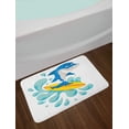 thumbnail image 2 of Ride The Wave Bath Mat, Funny Shark Surfing in the Ocean Athletic Fish Graphic Art, Non-Slip Plush Mat Bathroom Kitchen Laundry Room Decor, 29.5 X 17.5 Inches, Violet Blue Turquoise Yellow, Ambesonne, 2 of 2