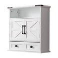 thumbnail image 3 of OONNEE Bathroom Wall Cabinet, 24" x 25" Farmhouse Over The Toilet Storage with Motion LED Light & Safety Drawers, Wooden Medicine Cabinet,White Storage Organizer, 3 of 11