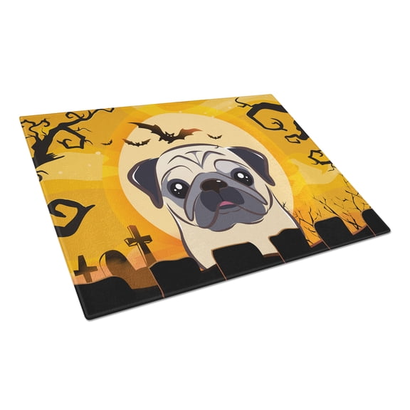 Carolines Treasures BB1820LCB Halloween Fawn Pug Glass Cutting Board Large, 12H x 16W, multicolor