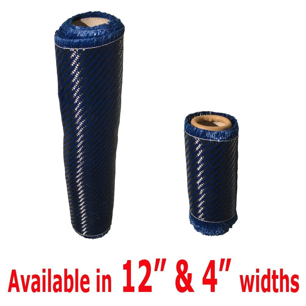 12" x 10 FT - KEVLAR FABRIC-2x2 TWILL WEAVE-3K/240g Blue