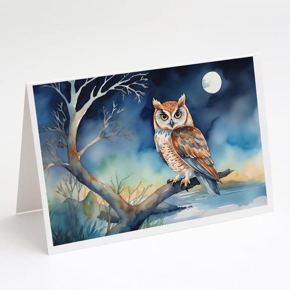 Carolines Treasures DAC7531GCA7P 5 x 7 in. Owl Perched in Coastal Tree Greeting Cards - Pack of 8