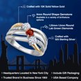 thumbnail image 2 of Gem Stone King 925 Silver and 10K Yellow Gold Moissanite and Red Garnet and Lab Grown Diamond Engagement Ring for Women | 0.98 Cttw | Round 4MM | Birthstone | Size 9, 2 of 6