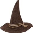 thumbnail image 2 of Halloween Hat 11.02x14.57in, Wizard Hat for Cosplay and Fancy Dress Party, Magical Style Hat with Rope Wrap Detail (Coffee), 2 of 4