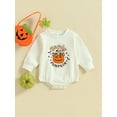 thumbnail image 2 of Wassery Baby Boys Girls Fall Clothes Infant Halloween Sweatshirt Rompers Long Sleeve Pumpkin Print Sweatshirt Jumpsuit 0-24 Months, 2 of 8