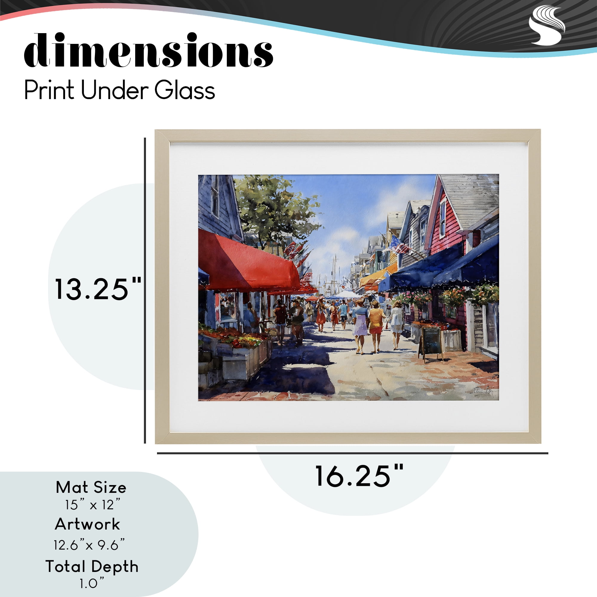 Stupell Industries American Coastal Town Stroll Birch Framed Print Under Glass, design by Franklyn Gregory