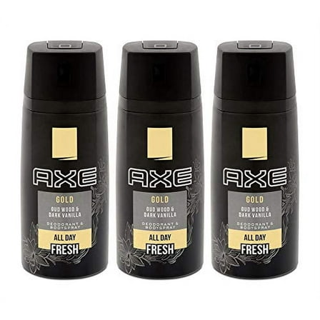 AXE Body Spray Gold Oud Wood & Fresh Vanilla, 5.07 oz Pack of 3 Package May Vary
