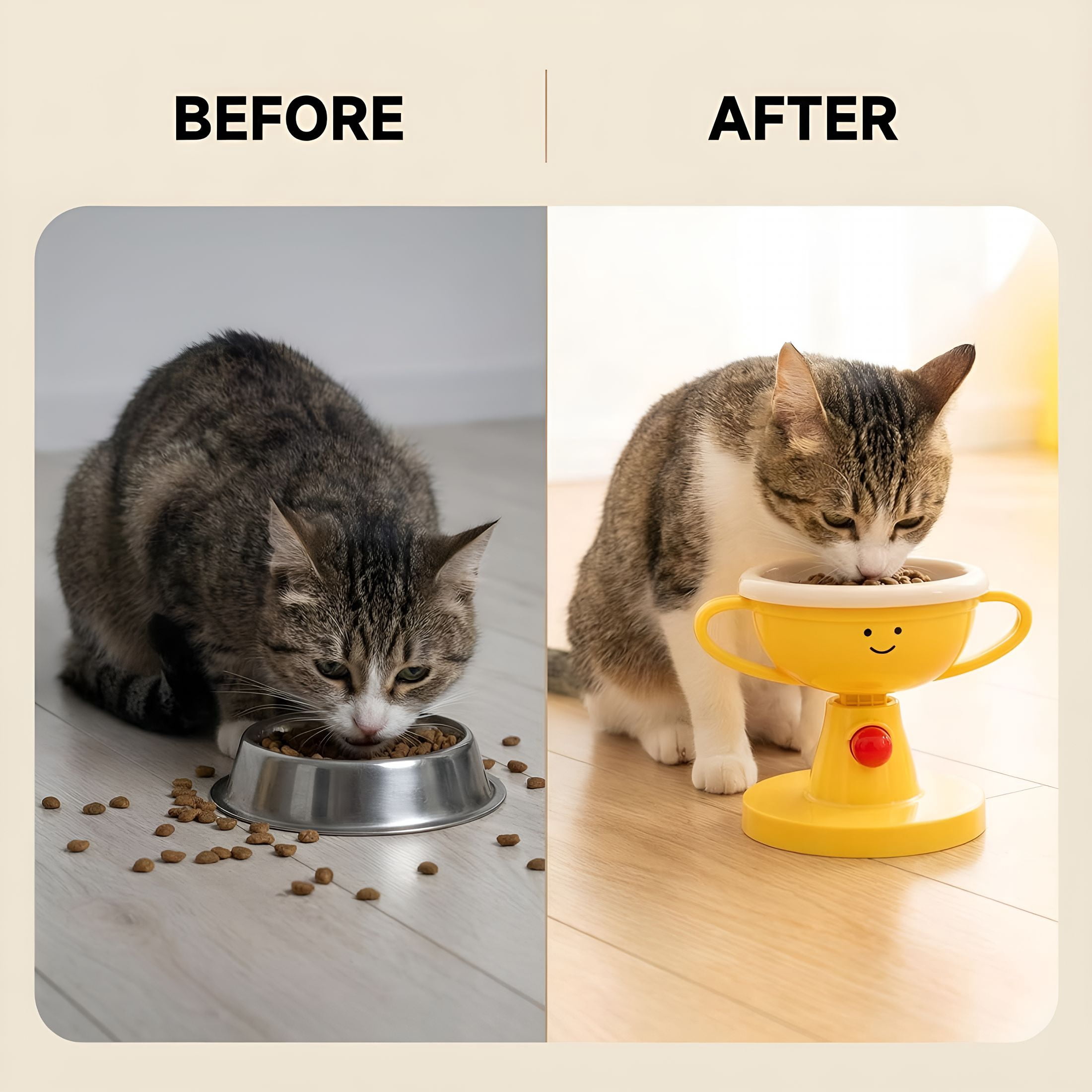 ACDANC 2026 New Adjustable Elevated Cat Bowl, Trophy Shaped Raised Pet Food Bowl with 5 Height Levels, Abs Or Ceramic Bowl for Cats Small Dogs
