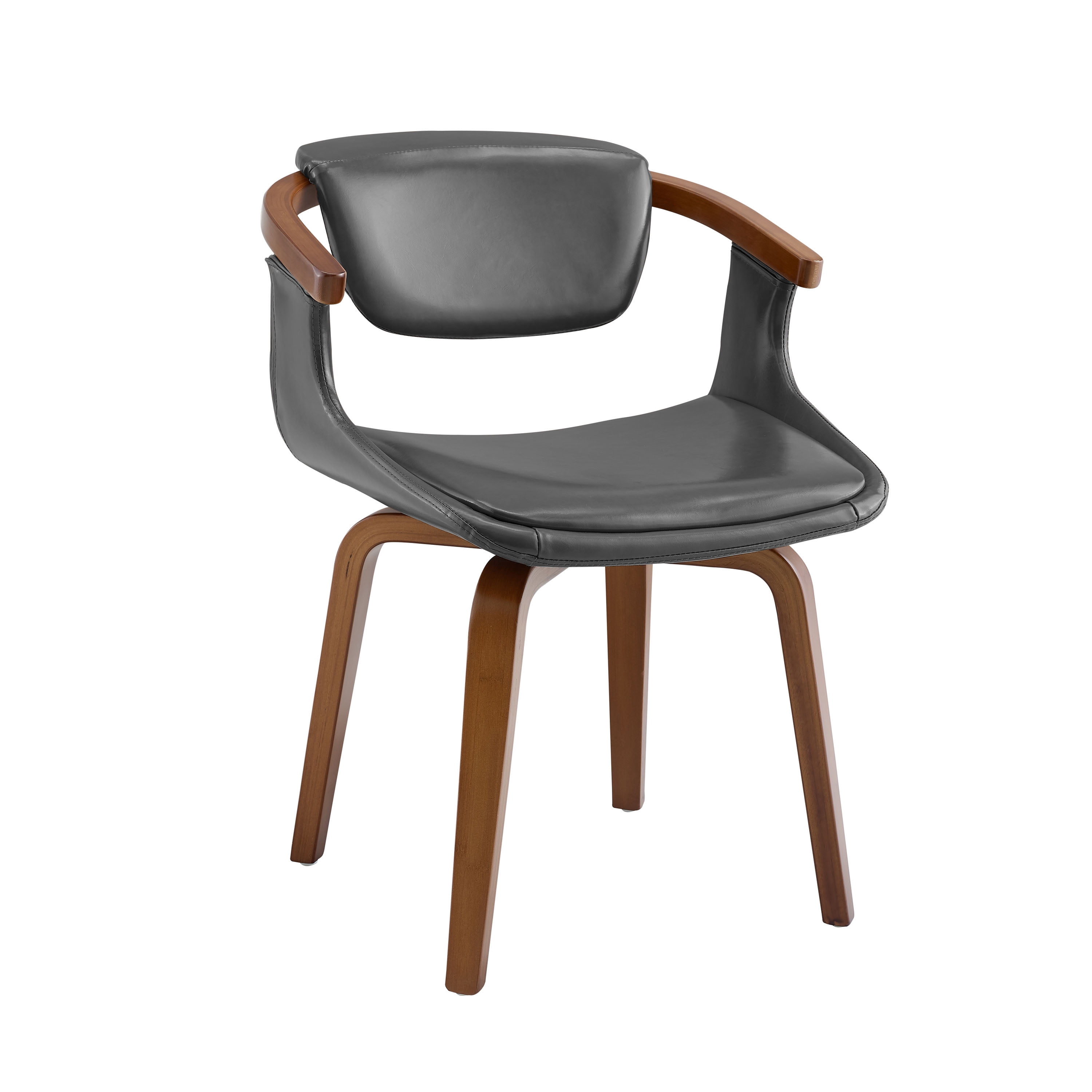 Art Leon Office Chair, Faux Leather Swivel Desk Chair with Wood Legs, Gray