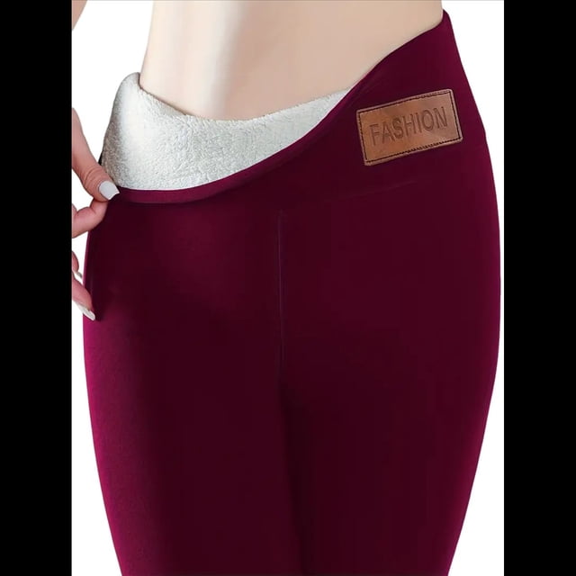 Leggings de Cintura Alta y Gruesos para Mujer: Pantalones de Yoga, Ciclismo y Entrenamiento con Control de Abdomen Sin Transparencias. Vino Tinto y Etiqueta M