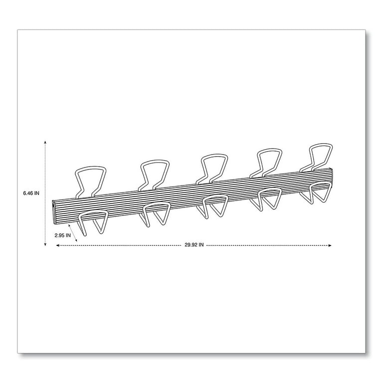 Wall-Mount Coat Hooks, 29.92 x 2.95 x 6.45, Metal, Silver, 22 lb Capacity Wall-Mount Coat Hooks, 29.92 x 2.95 x 6.45, Metal, Silver, 22 lb Capacity