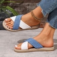 thumbnail image 4 of Hurxie Women's Wide Foot Platform Sandals Slides Espadrilles Sandals Flatform Slippers Casual Platform Slides for Women Wide Foot Footbed Open Toe Wedges Sandals Sky Blue, 4 of 6