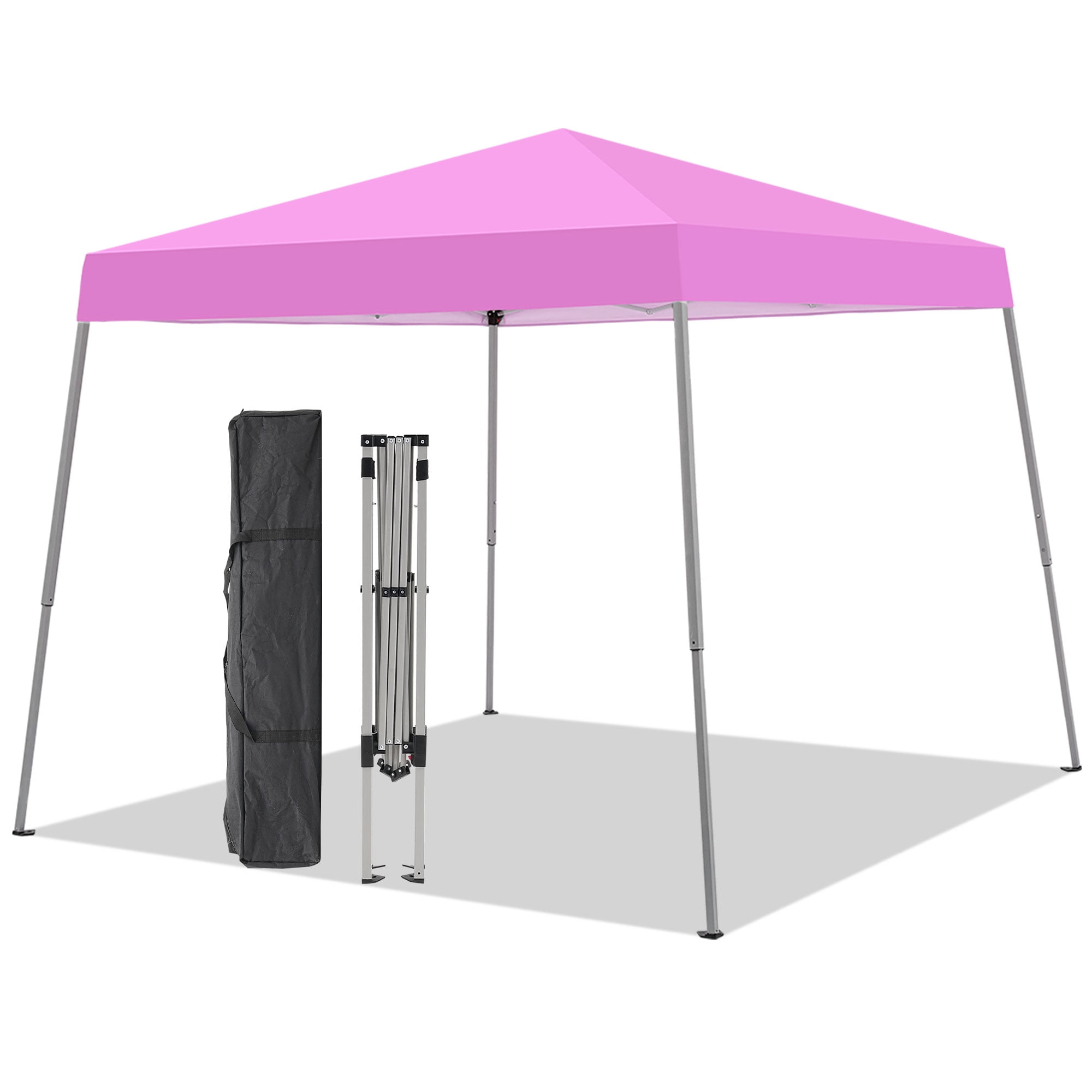 Outdoor Basic 8' x 10' Pop up Canopy Tent Outside Canopy, Patio Gazebo with Carry Bag, Extra 4 Stakes,for Patio Deck Garden and Beach, Pink.