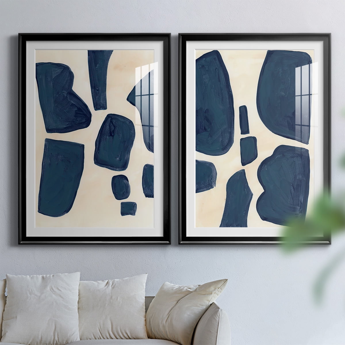 Wexford Home Blue Pieces I Abstract Art, Framed Art, 22.5" x 30.5" Black Frame, Ready-Hang
