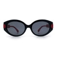 thumbnail image 5 of Womens Mod Oval Thick Plastic Fancy Chic Fashion Sunglasses Black Red - Black, 5 of 8