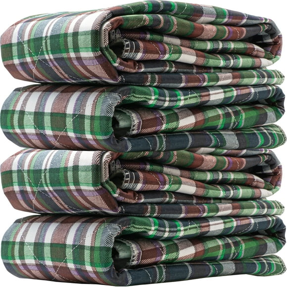 4 Pack - 34x36 Plaid Waterproof Reusable Incontinence Underpads/Washable Incontinence Bed Pads - Great for Adults, Kids and Pets