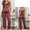 Red, variant on Satin Pajamas Women 2PC Set- Lace Pants Nightdress with Pocket Halter V Neck Sleepwear