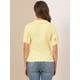 thumbnail image 4 of Blusa de Trabajo Informal Allegra K Algodón Peter Pan Para Mujer Amarillo claro XS, 4 of 5