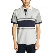 Nautica Men's Sail Classic Fit Colorblocked Stripe Zip Up Polo Shirt Blue Size X-Large