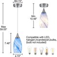 thumbnail image 2 of Glass Pendant Light with Handblown Blue Marble Art Glass Shade Adjustable Cord Modern Lamp Ceiling Pendant Light Fixture for Dining Room, Kitchen,Foyer, Hallway (Blue Marble, 3-Pack), 2 of 8