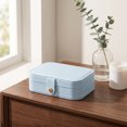 thumbnail image 3 of Travel Jewelry Box for Women Gifts Portable PU Leather Organizer for Earring Necklace Blue, 3 of 5
