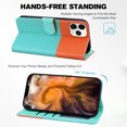thumbnail image 2 of Feishell Cute Animal Pattern Wallet Phone Case for iPhone 11 Pro,Color Matching PU Leather Shockproof Magnetic Flip Stand Credit Card Slots Slim Phone Case with Wrist Strap,Skyblue, 2 of 8