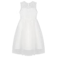 thumbnail image 3 of iEFiEL Girls Water-soluble Lace Flower Girl Dress Princess Pageant Wedding Bridesmaid Birthday Party Dress Ivory-A 12, 3 of 7