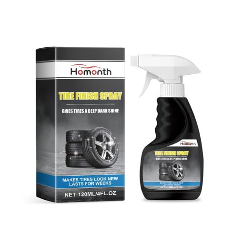 Abrillantador de Llantas Homonth Spray para Automóviles y Camionetas, Limpiador y Agente de Recubrimiento con Brillo Duradero, Fórmula de Polisiloxano, 120 ml para Cuidado Exterior