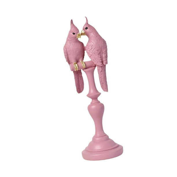 Adorno de pareja de loros, escultura decorativa, colección, regalo único para inauguración de la casa rosa 85x85x28cm