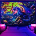 thumbnail image 2 of Blacklight Dragon Tapestry, Medieval Fantasy Animals Mushroom UV Reactive Tapestry for Bedroom Aesthetic, Trippy Nature Tree Tapestry Wall Hanging, Men Boys Poster Blanket College Dorm Decor, 71X60in, 2 of 5