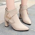 thumbnail image 2 of Wensltd Fall Boots Women Chunky Mid Heel Solid Color Office Work Outdoor Shoes Black, 2 of 8
