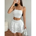 thumbnail image 4 of Women 2 Piece Skirts Set Spaghetti Strap Tank Top Slim Fit Outfits White M, 4 of 8