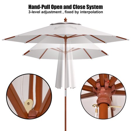 Adjustable 9 Wooden Patio Umbrella Wood Pole Outdoor Garden Sun Shade Walmart Canada