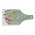 thumbnail image 1 of Bridal Shower Cutting Board, Lilacs Orchids with Leaves Corner Frame Bride Floral Arrangement, Tempered Glass Cutting and Serving Board, Wine Bottle Shape, Salmon Green and Beige, by Ambesonne, 1 of 1